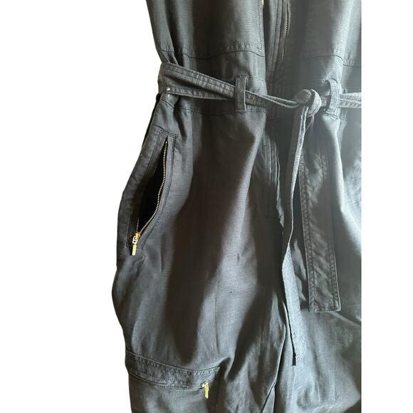 Anthropologie Black & Gold Utility Jumpsuit, Belted, Relaxed Fit, Women’s small - Picture 8 of 13